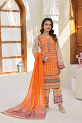 ZZ-UN-26010 Sunset Folk Bloom Unstitched 3-Piece Lawn