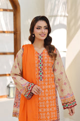 ZZ-UN-26010 Sunset Folk Bloom Unstitched 3-Piece Lawn