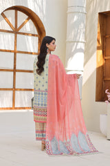ZZ-UN-26003 Coral Whisper Unstitched Printed 3-Piece Lawn