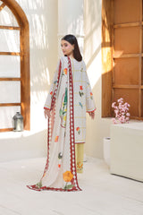 ZZ-UN-26012 Ivory Bloom Unstitched Printed Lawn 3-Piece