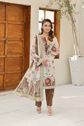 ZZ-UN-26008 Classic Floral Printed Lawn 3-Piece