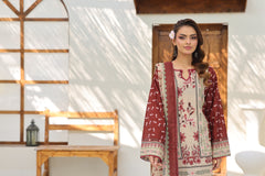 ZZ-UN-26018 Floral Harmony with Maroon & Beige