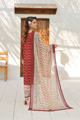 ZZ-UN-26018 Floral Harmony with Maroon & Beige