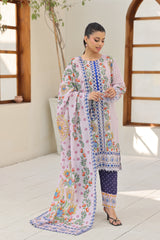 ZZ-UN-26011 Lilac Garden Printed 3-Piece Lawn