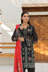 Midnight Black Floral Printed Lawn 3-Piece ZZ-UN-26024