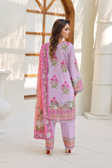 ZZ-UN-26020 Lilac Bloom Printed 3 Piece Unstitched Lawn