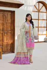 ZZ-UN-26005 Floral Veil Unstitched 3-Piece Printed Lawn