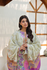 ZZ-UN-26005 Floral Veil Unstitched 3-Piece Printed Lawn
