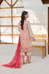 Peach & Soft Pink Blush Garden Serenity Unstitched Printed Lawn 3-Piece ZZ-UN-26026