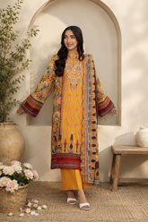 Dast -e- Khaas Saffron Souk Print + Embroidery Unstitched 3-Piece ZZ-DK-26052