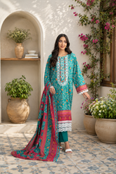 ZZ-DK-26047 Print + Embroidery Unstitched 3-Piece
