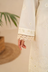 Embroidered Lawn 3 -Piece Ivory White ZZ-EMB-26041
