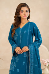 Embroidered Lawn 3-Piece – Teal Blue ZZ-EMB-26042