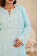 Embroidered Lawn 3-Piece Aqua Tint ZZ-EMB-26043