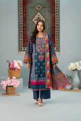 Midnight mosaic Print + Embroidery Unstitched 3-Piece ZZ-DK-26048