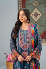 Midnight mosaic Print + Embroidery Unstitched 3-Piece ZZ-DK-26048