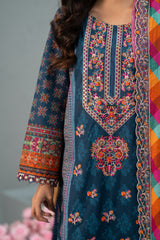 Midnight mosaic Print + Embroidery Unstitched 3-Piece ZZ-DK-26048