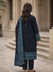 ZZ-JQ-26027 Midnight Blue Jacquard Elegance Unstitched 3-Piece