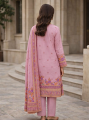 ZZ-JQ-26028 – Soft Blush Pink Jacquard Unstitched 3-Piece