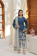 ZZ-UN-26021 Indigo Heritage  Unstitched Printed 3-Piece Lawn