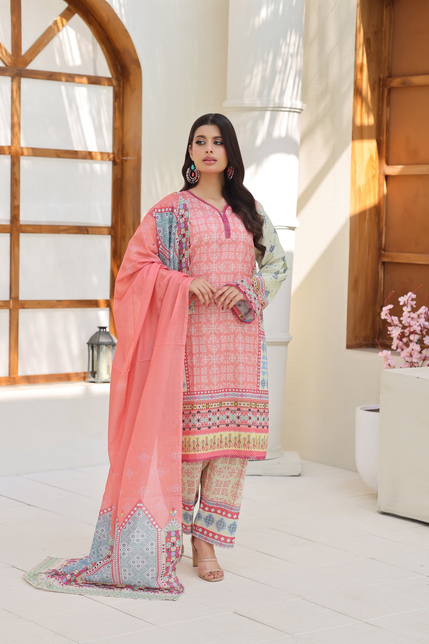 ZZ-UN-26003 Coral Whisper  Unstitched Printed 3-Piece Lawn