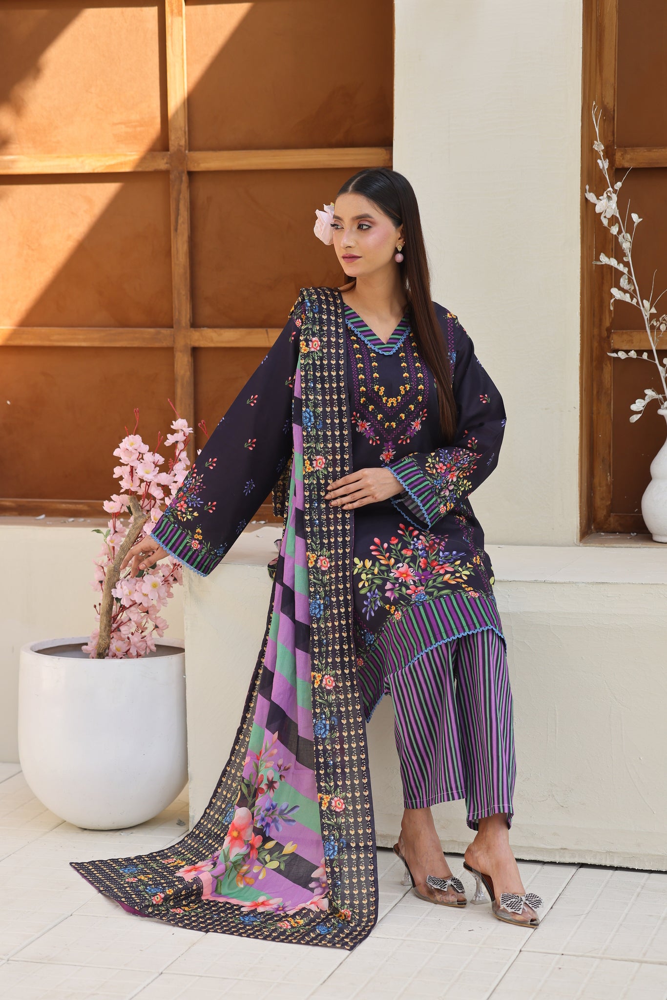 ZZ-UN-26015 Unstitched Printed Lawn 3 Piece