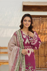 ZZ-UN-26022 Teal Bloom Printed Unstitched Lawn 3-Piece Suit