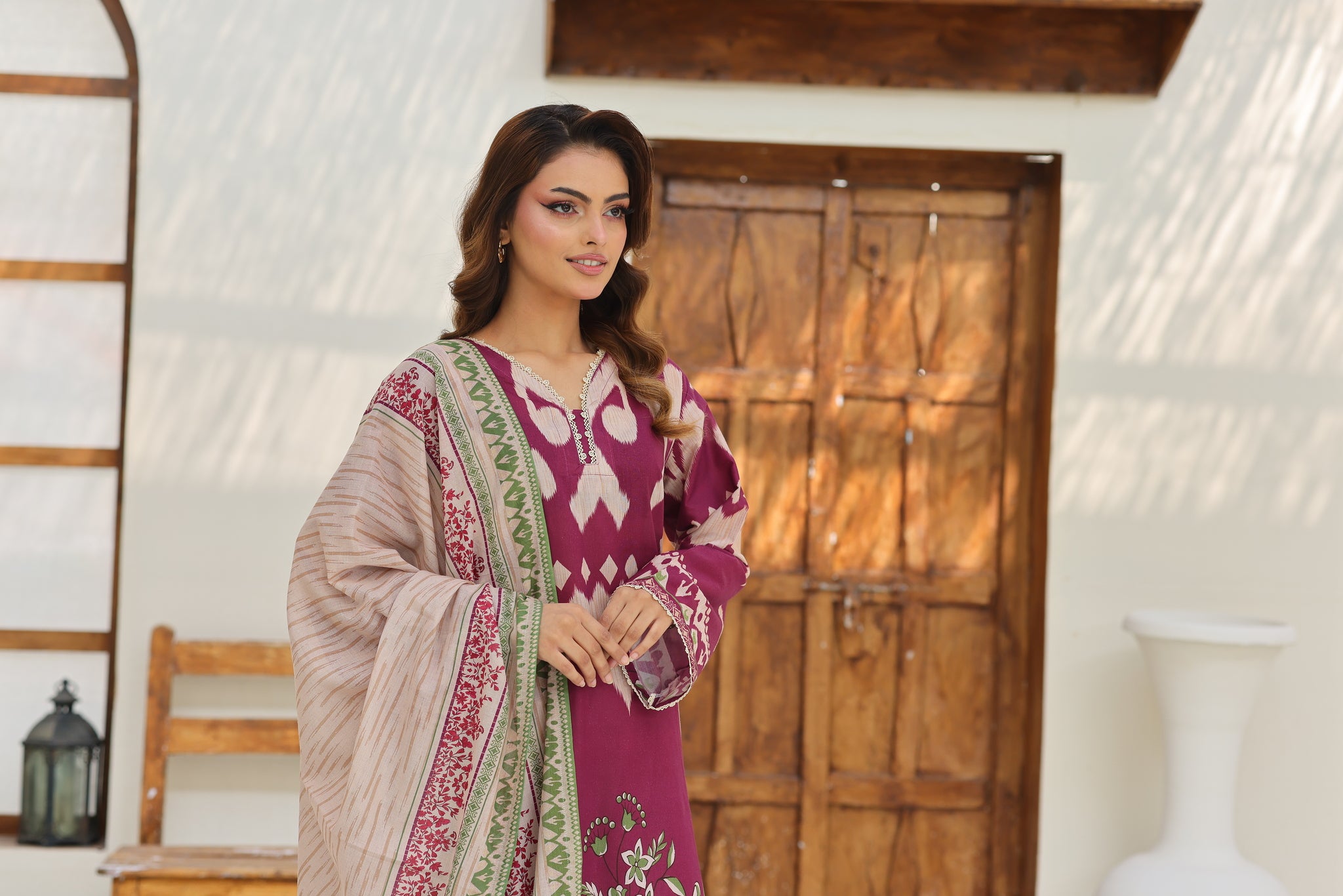 ZZ-UN-26022 Teal Bloom Printed Unstitched Lawn 3-Piece Suit