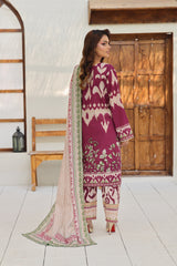 ZZ-UN-26022 Teal Bloom Printed Unstitched Lawn 3-Piece Suit