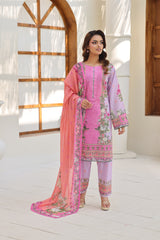 ZZ-UN-26020 Lilac Bloom Printed 3 Piece Unstitched Lawn