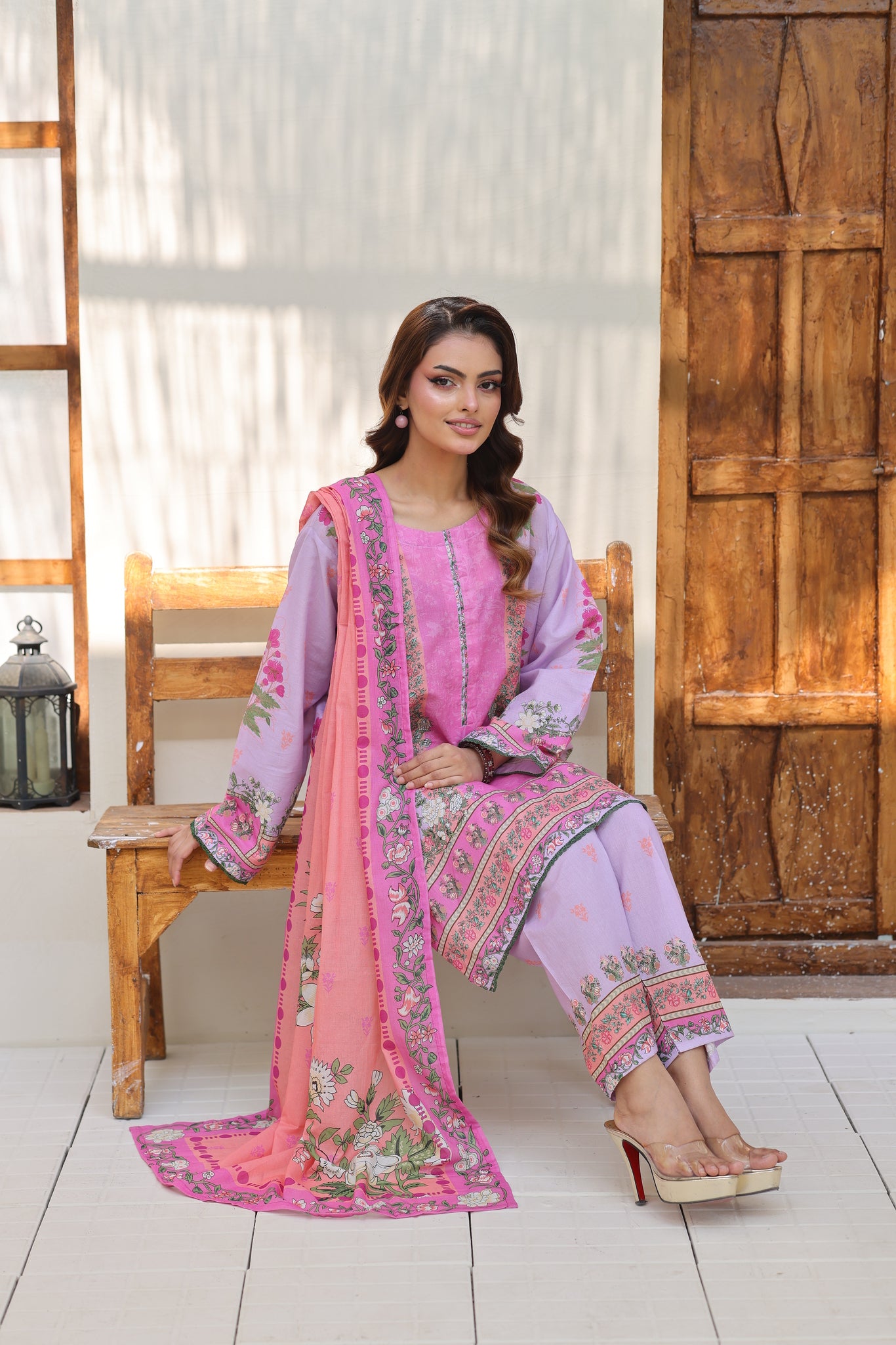 ZZ-UN-26020 Lilac Bloom Printed 3 Piece Unstitched Lawn