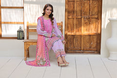 ZZ-UN-26020 Lilac Bloom Printed 3 Piece Unstitched Lawn