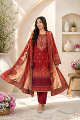 Dast-e-Khaas Imperial Crimson Print + Embroidery Unstitched 3-Piece ZZ-DK-26048