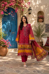 Crimson Bloom Unstitched 3-Piece ZZ-DK-26051