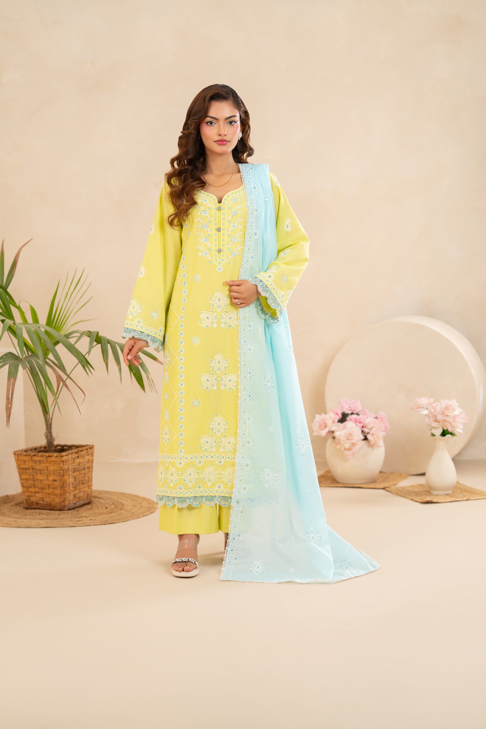 Embroidered Lawn 3-Piece Lemon Yellow  ZZ-EMB-26039
