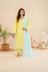 Embroidered Lawn 3-Piece Lemon Yellow  ZZ-EMB-26039