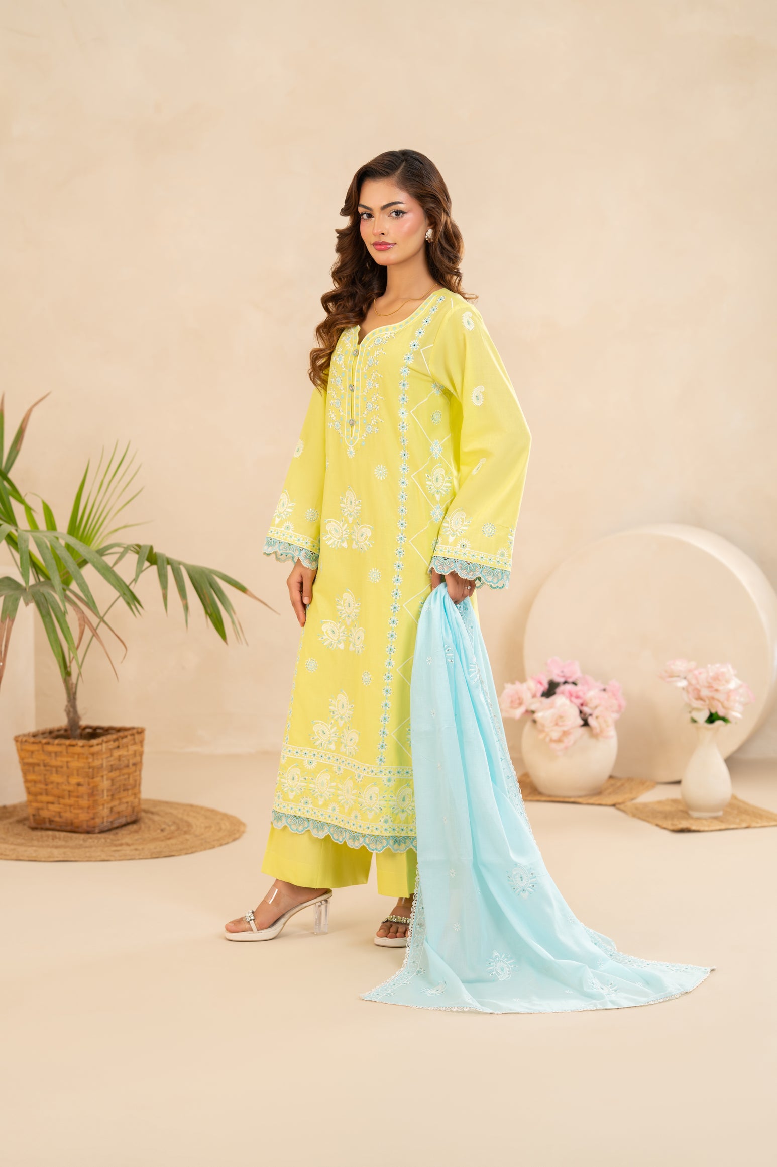 Embroidered Lawn 3-Piece Lemon Yellow  ZZ-EMB-26039