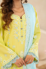 Embroidered Lawn 3-Piece Lemon Yellow  ZZ-EMB-26039