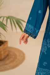Embroidered Lawn 3-Piece  – Teal Blue ZZ-EMB-26042