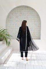 Midnight Black 3- PC Embroidered Lawn Suit | ZZ-EMB-26034