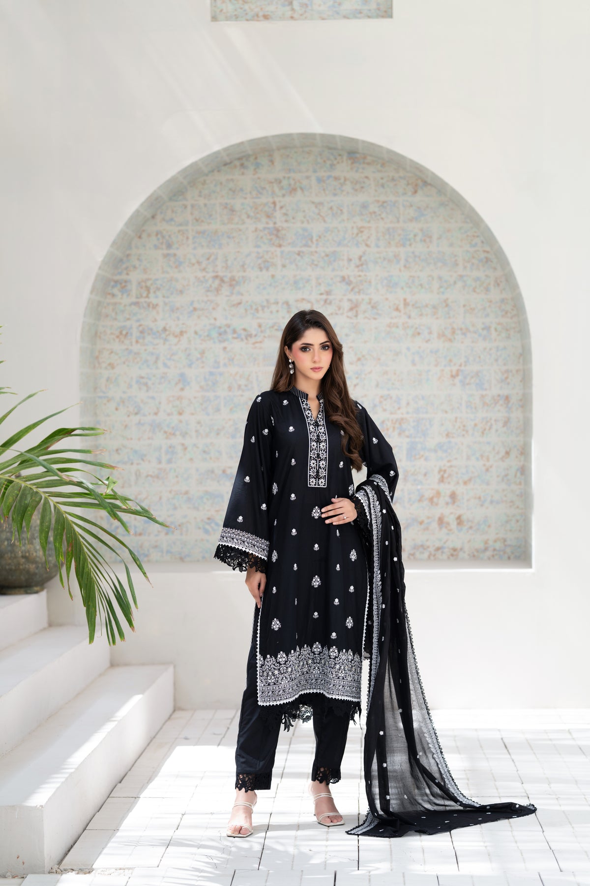 Midnight Black 3- PC Embroidered Lawn Suit | ZZ-EMB-26034