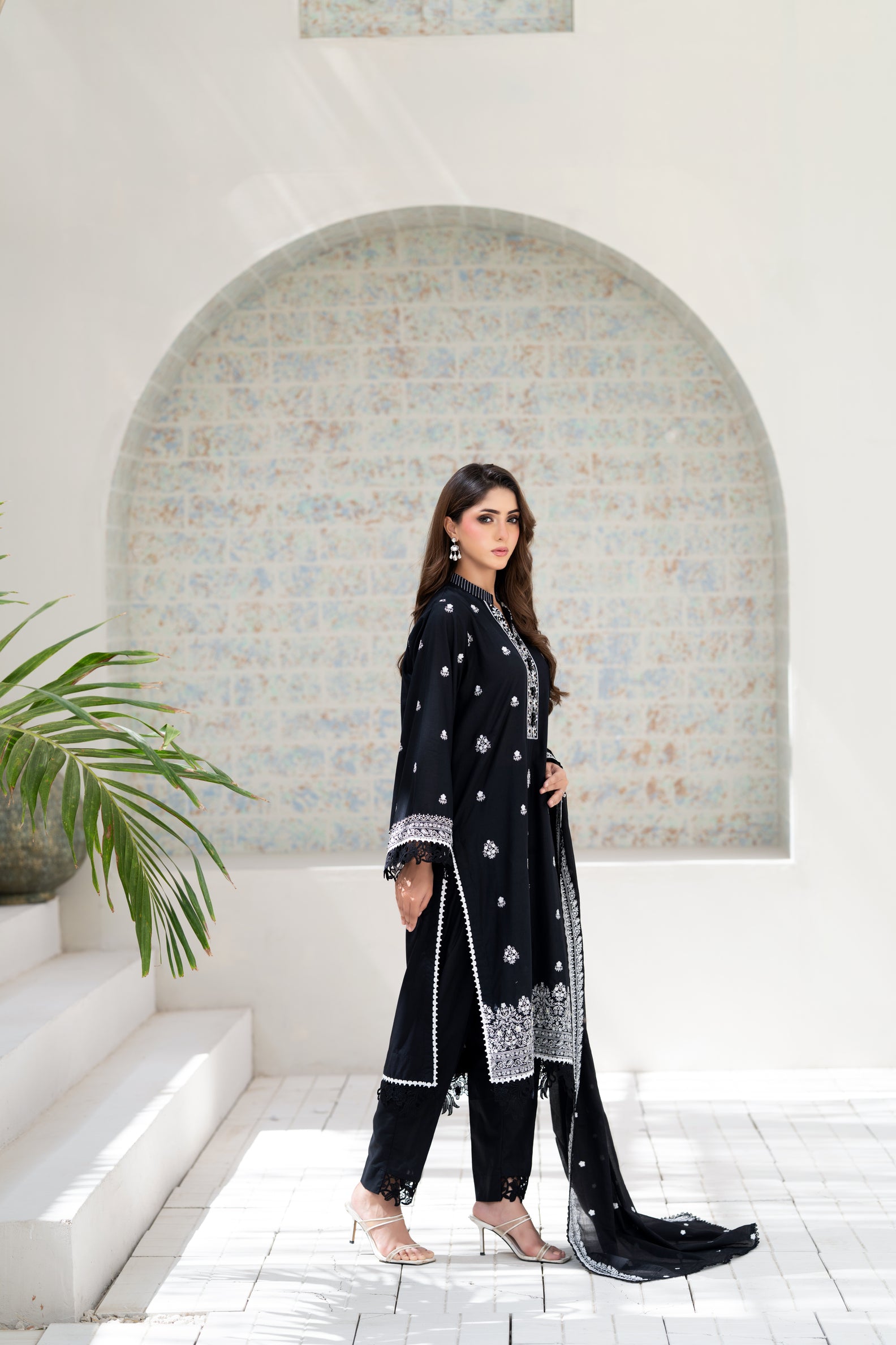 Midnight Black 3- PC Embroidered Lawn Suit | ZZ-EMB-26034