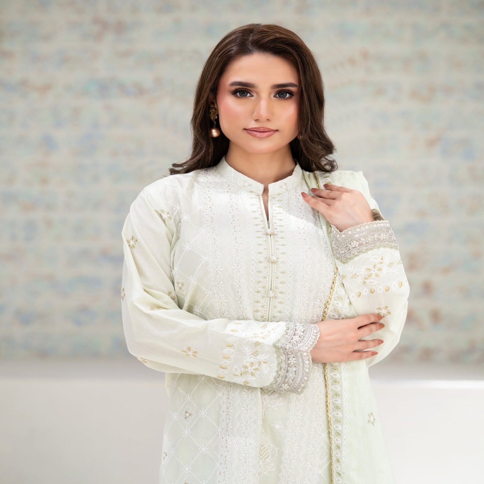 Mint Frost Embroidered Lawn 3-Piece | ZZ-EMB-26035