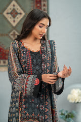 Charcoal Heritage Print + Embroidery Unstitched 3-Piece ZZ-DK-26044