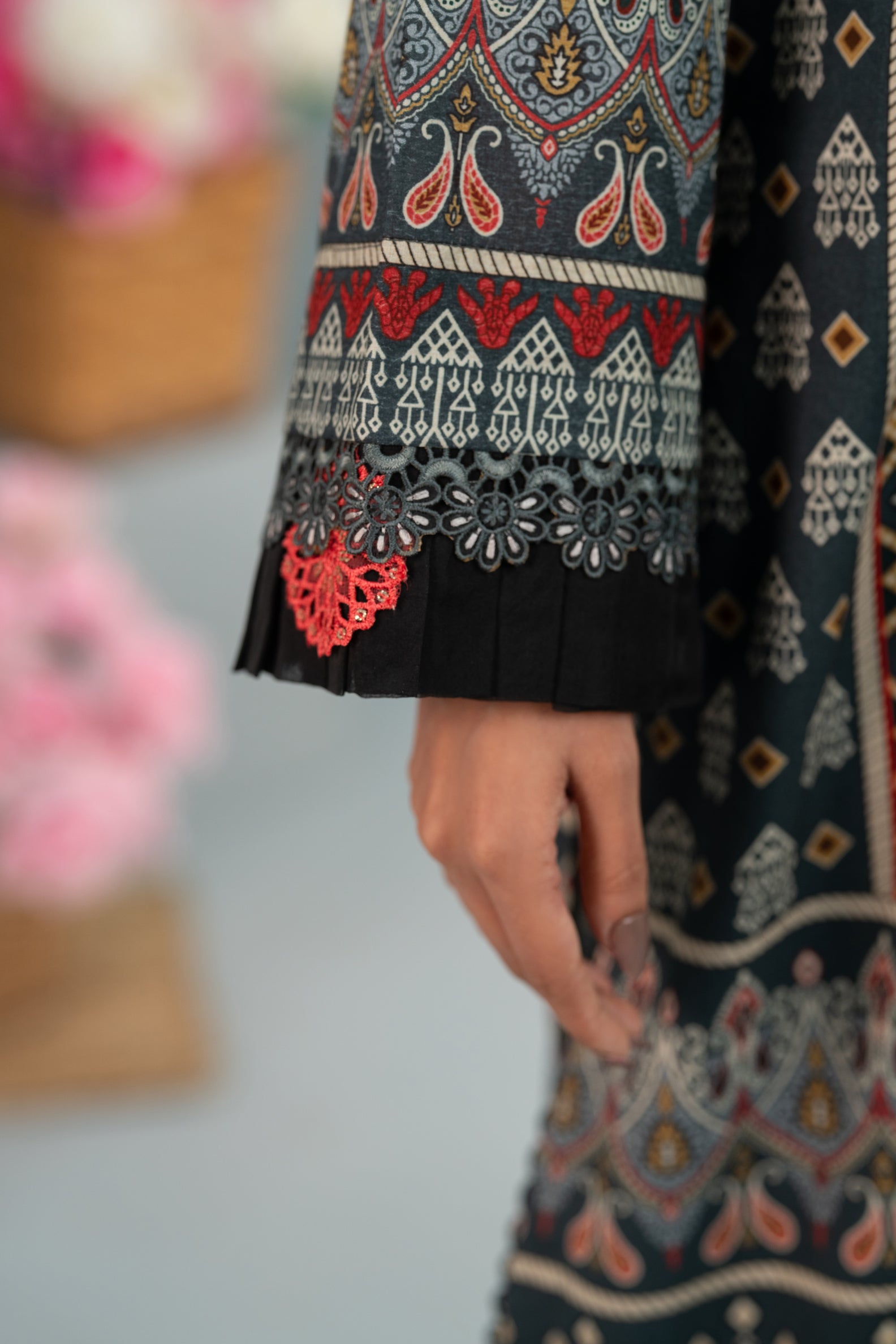 Charcoal Heritage Print + Embroidery Unstitched 3-Piece ZZ-DK-26044