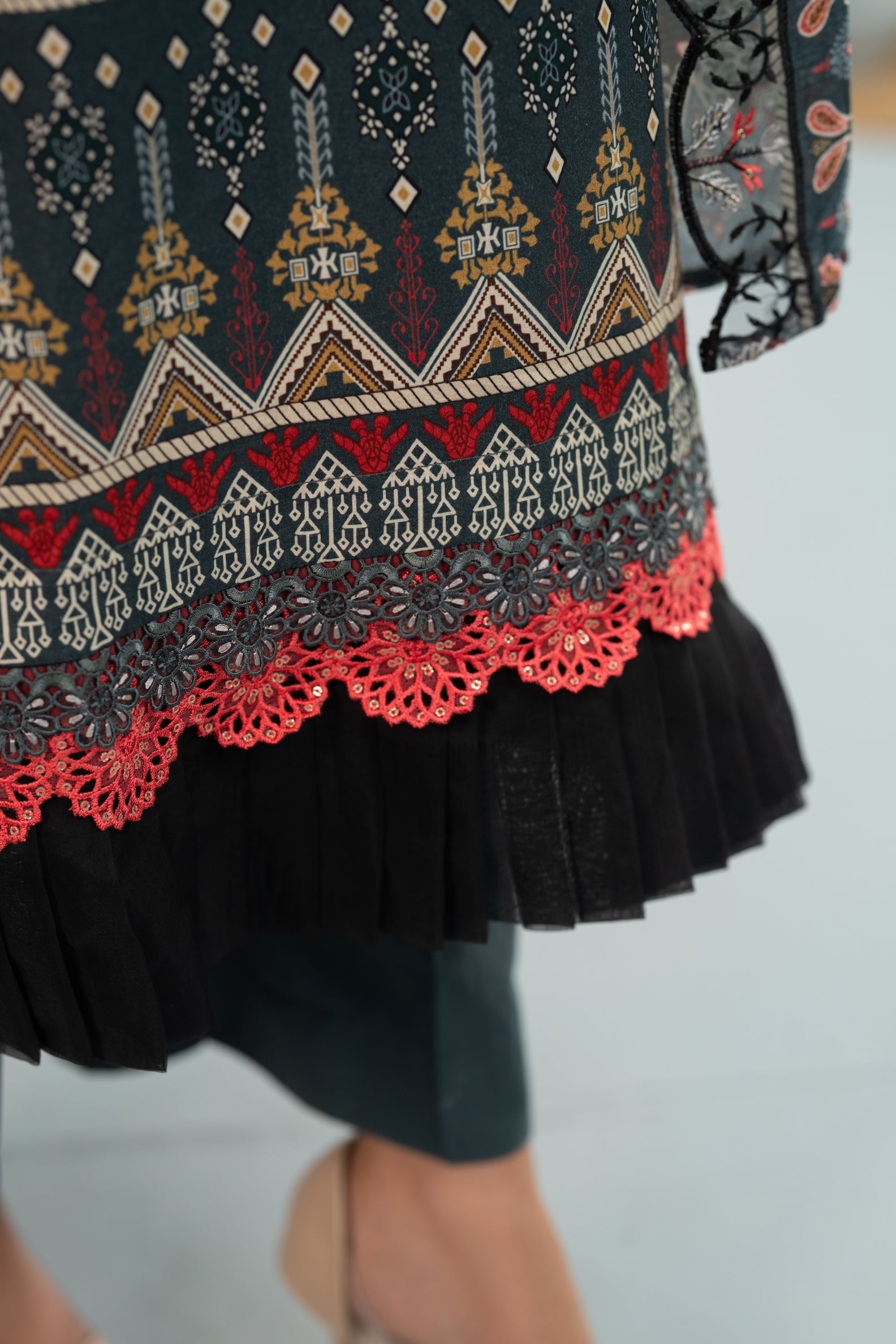 Charcoal Heritage Print + Embroidery Unstitched 3-Piece ZZ-DK-26044