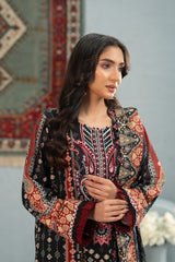 Crimson Noir Print + Embroidery Unstitched 3-Piece ZZ-DK-26045