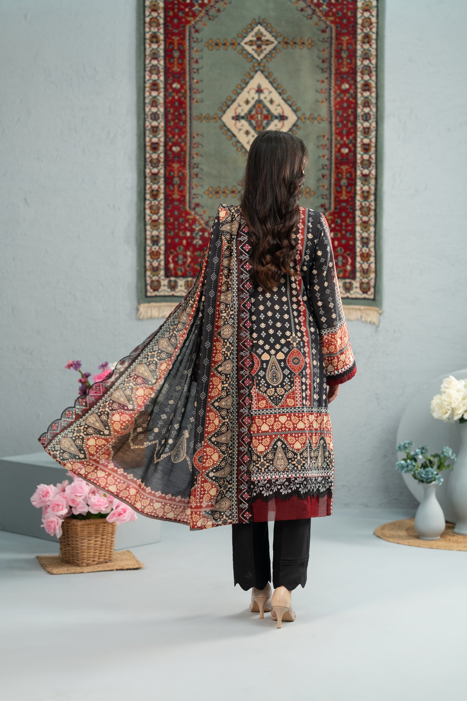 Crimson Noir Print + Embroidery Unstitched 3-Piece ZZ-DK-26045