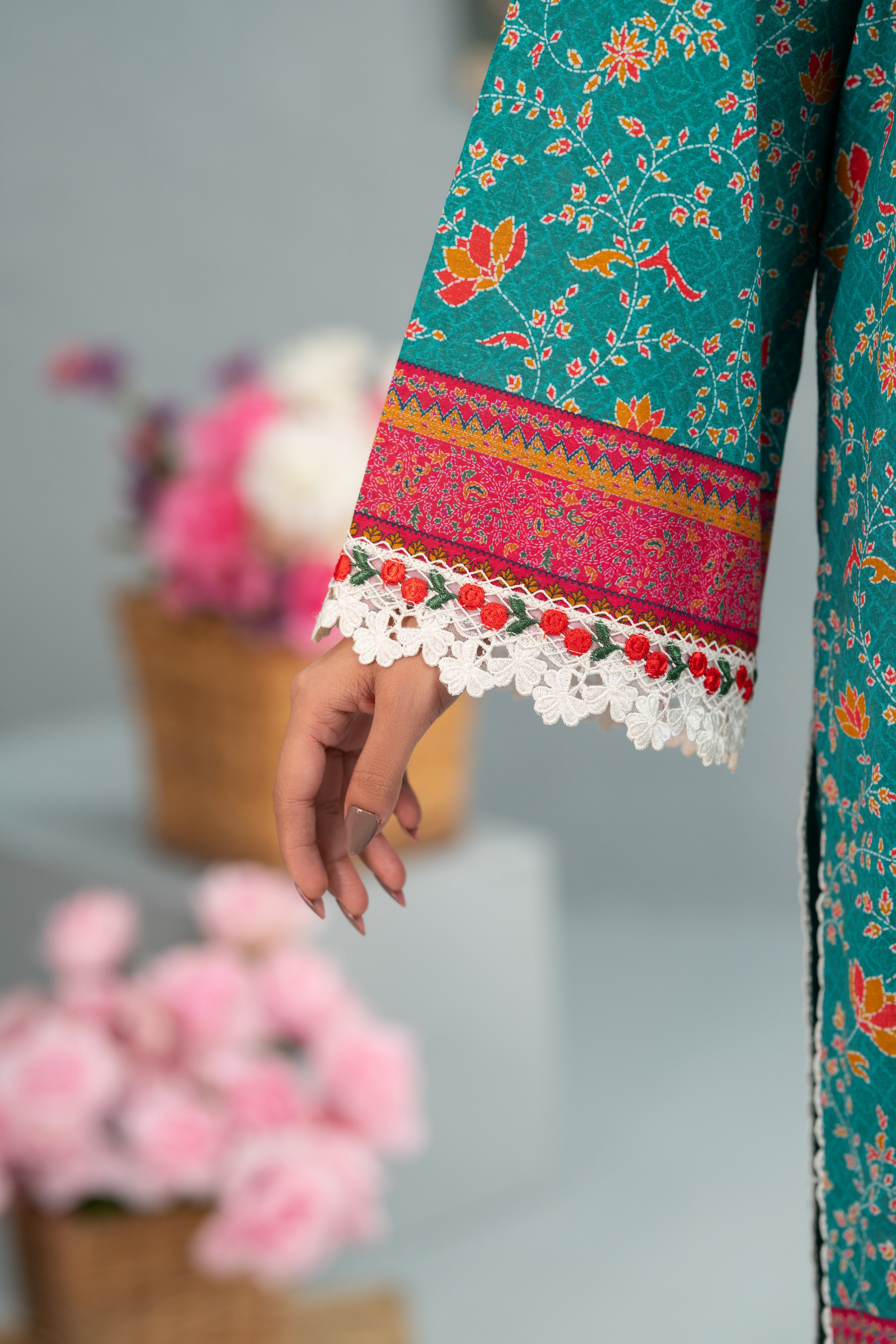 Aqua Heritage Print + Embroidery Unstitched 3-Piece ZZ-DK-26047