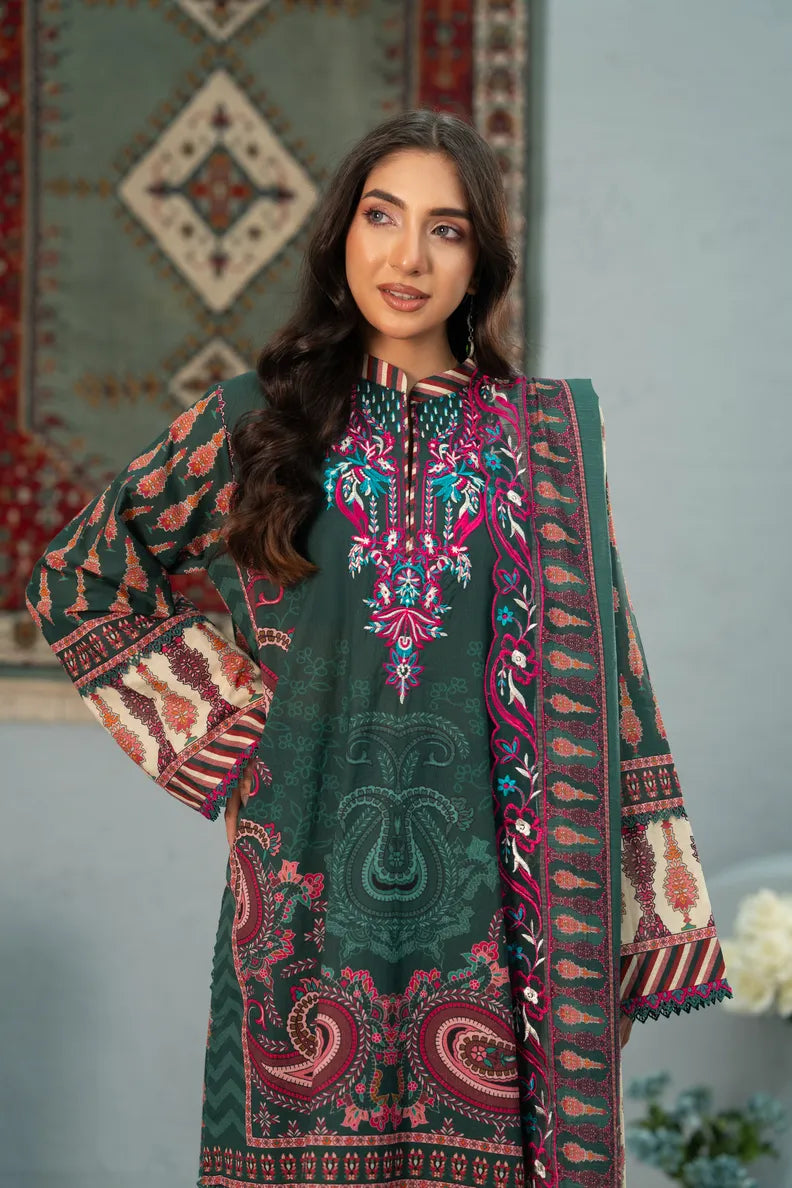 Unstitched 3 piece Print + Embroidery